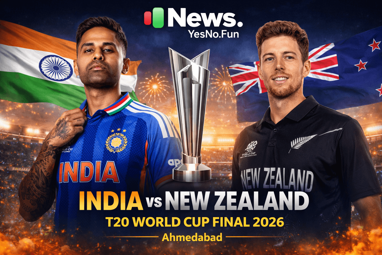 India vs New Zealand ICC T20 World Cup 2026 Final Ahmedabad