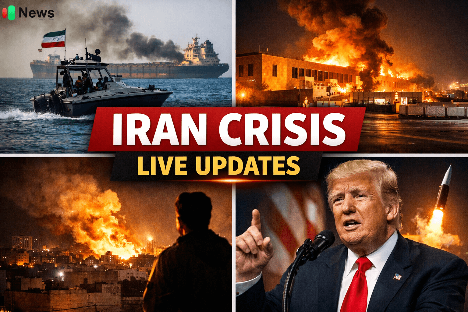 Iran crisis live updates showing Strait of Hormuz tensions and US Embassy Riyadh drone strike